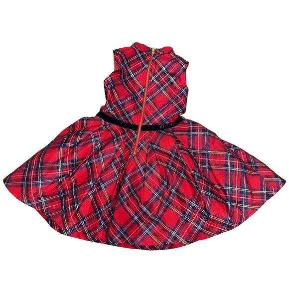American Girl Red Plaid Metallic Black Velvet Belt Size 6 Girls Holiday Dress - Picture 7 of 14